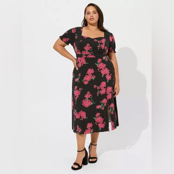 torrid Dresses & Skirts - NWT TORRID Tea Length Stretch Challis Sweetheart A-line Dress